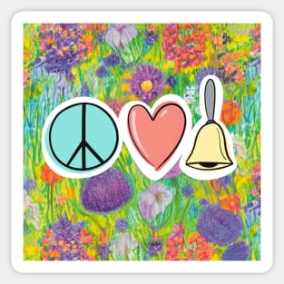 Peace Love Handbells Easter Pastel Flower Pattern Sticker